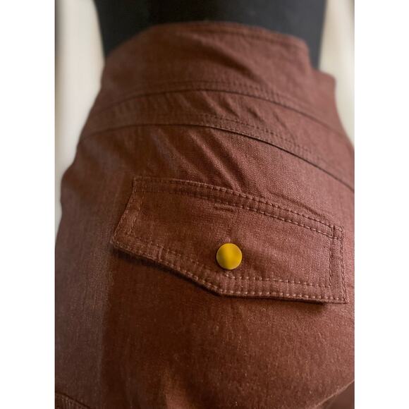 Cache Brown Linen Cargo Capris Wide Leg Size 6 - Picture 4 of 8